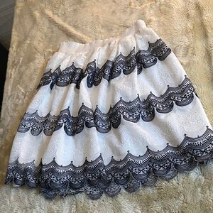 Chelsea & Violet Black and White Lace Mini Skirt